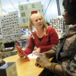 Gail speaking with client Ama Amponsah at Ahlers Designs studio.